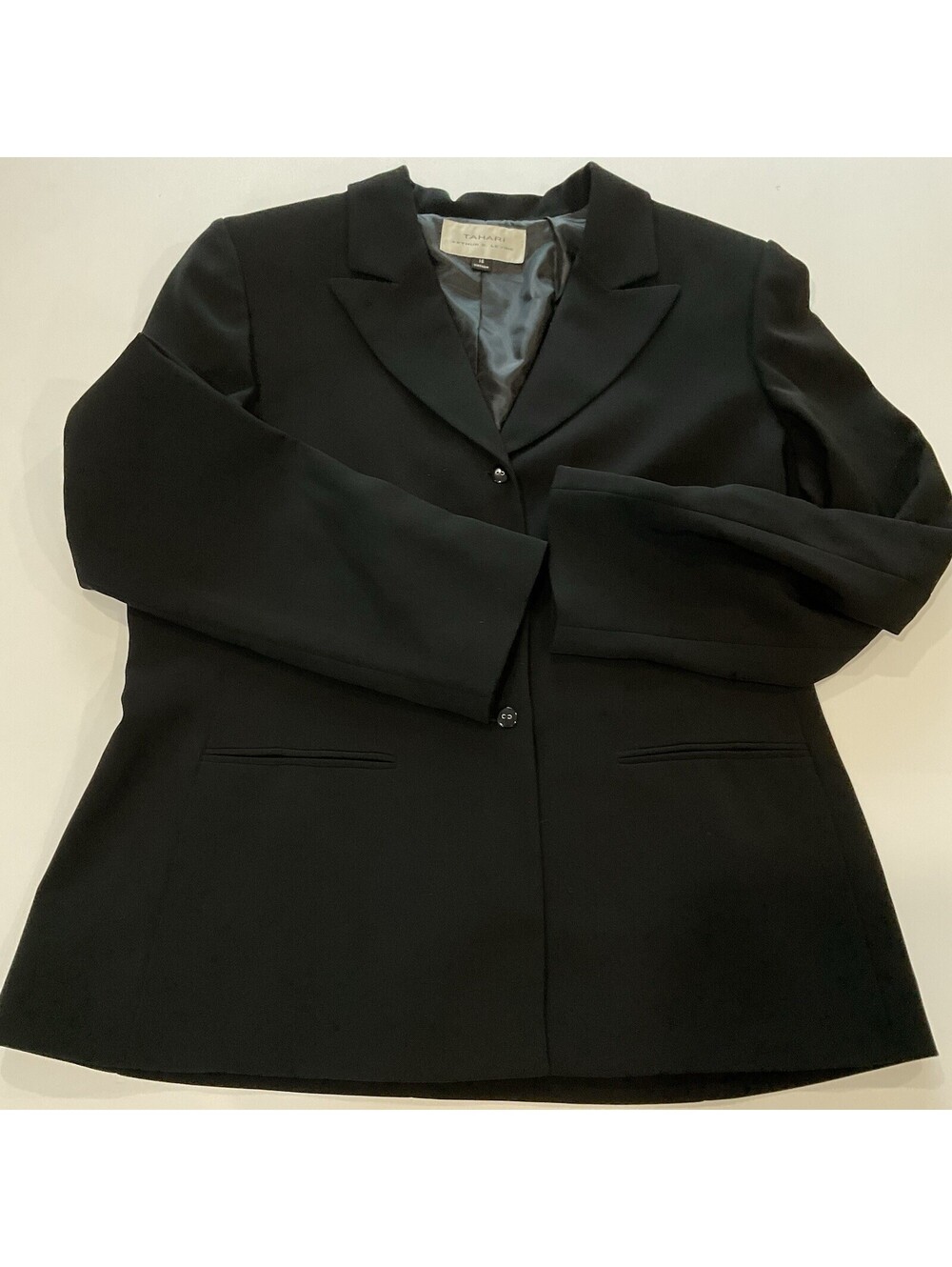 Tahari Classic Tailored Black Blazer Jacket Sz 16 career work